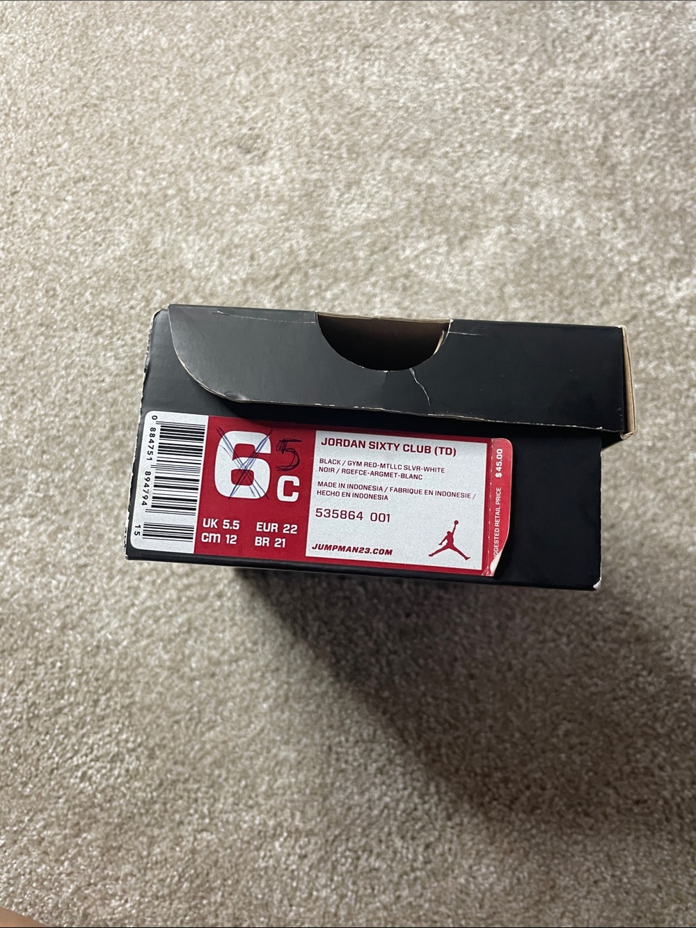 Jordan Shoe Box with Red & Black Label - Picture 3 of 4